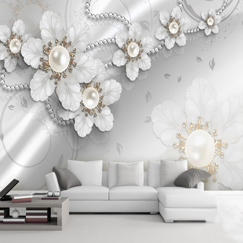 Home Textiles Photos - วอลล์เปเปอร์ที่กําหนดเอง 3D สเตอริโอเครื่องประดับดอกไม้ Papel De Parede