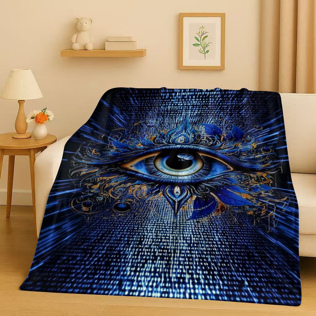 Home Textiles Egypt - ผ้าห่มลายภาพเขียนโบราณของอียิปต์ลายดวงตาแห่งฮอรัส ผ้าฟลานเนลเนื้อนุ่มพิเศษ อุ่นสบาย เหมาะสำหรับใช้ในบ้าน ห้องนอน คลุมเตียง