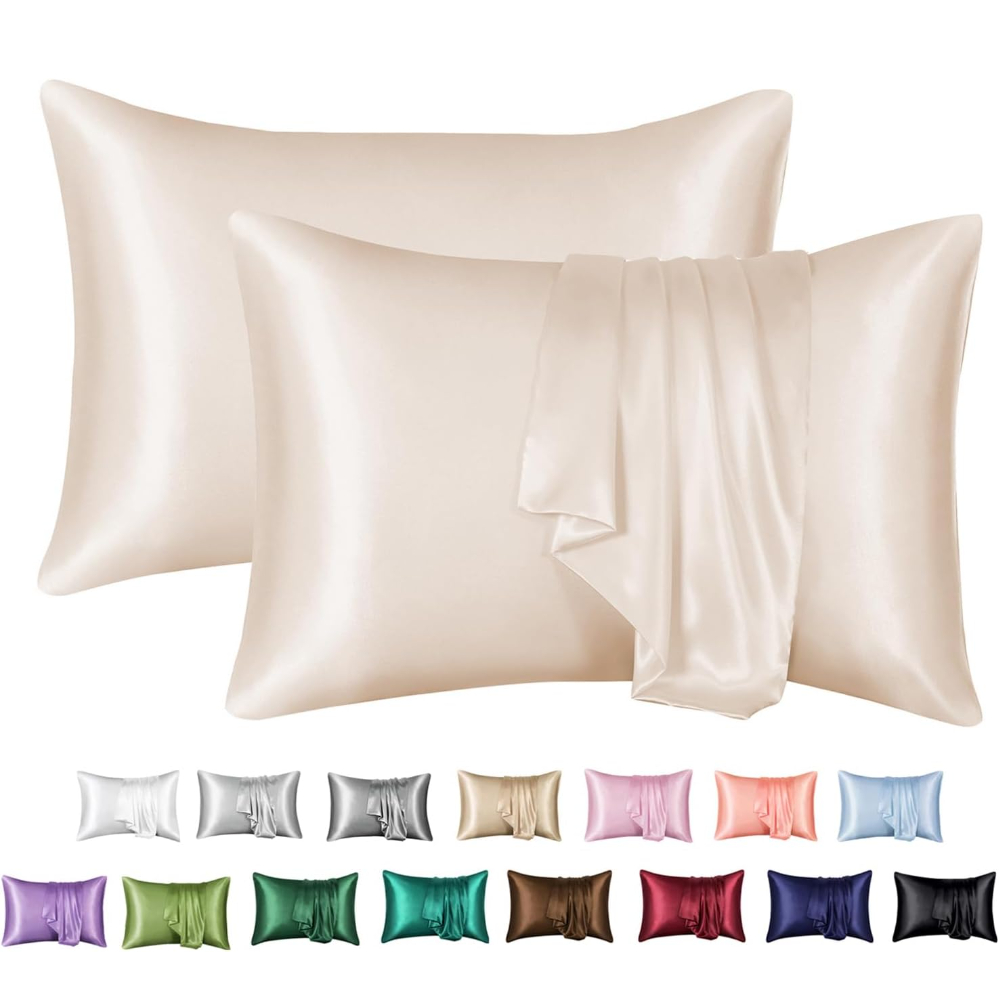 Home Textiles Super Soft - ปลอกหมอนซาติน 2 แพ็คสําหรับผมและผิวหนัง นุ่มเป็นพิเศษและเย็นคล้ายกับปลอกหมอนผ้าไหมที่มีการปิดซองจดหมายสิ่งทอที่บ้าน