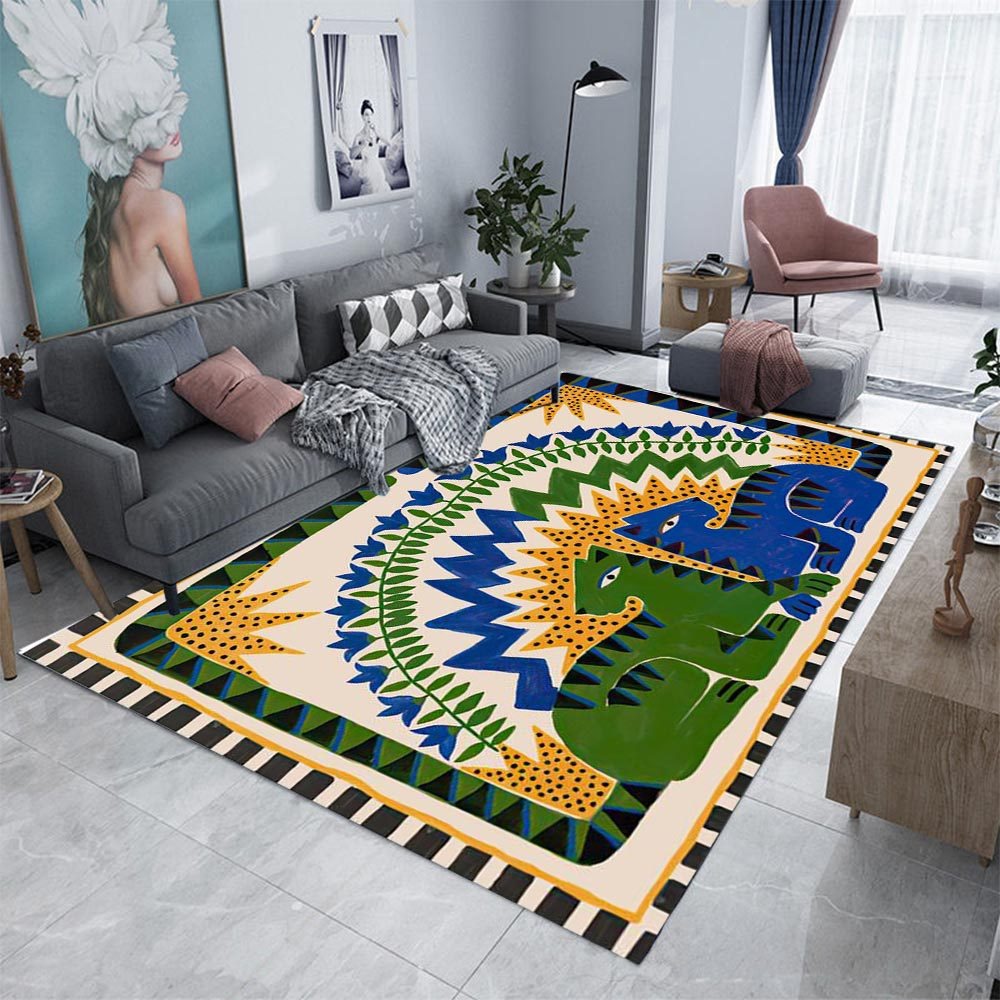 Home Textiles Egypt - พรมตกแต่งลายอียิปต์โบราณสำหรับห้องนั่งเล่น ลายเสือดาวหลากสี พรมกันลื่นสำหรับห้องน้ำ พรมตกแต่งบ้าน