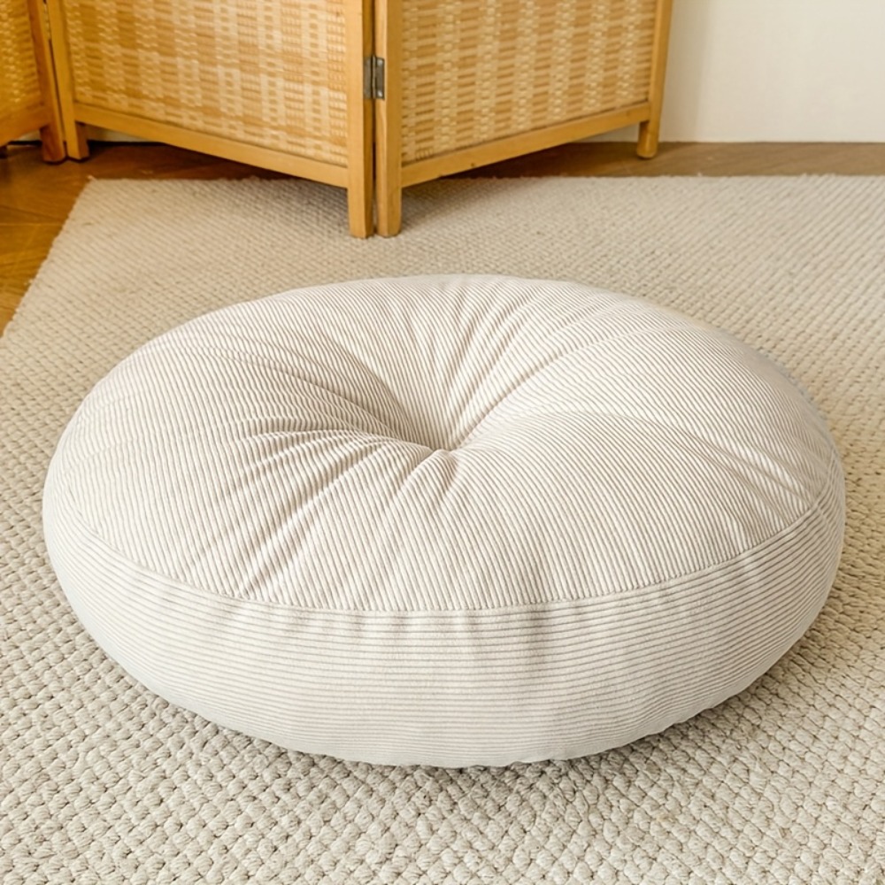 Floor Cushion Pouf - หมอนรองนั่งทรงกลมหนานุ่ม สบาย บรรจุเต็มสำหรับการทำสมาธิและโยคะ ตกแต่งบ้านสไตล์โบฮีเมียนเซน สีส้มสดใส