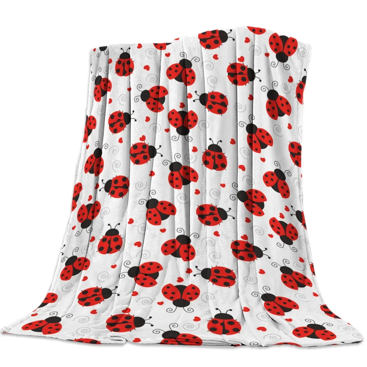 Home Textiles Super Soft - ผ้าห่มขนแกะ – น้ำหนักเบา นุ่มสบายเป็นพิเศษ ลายเต่าทองสีแดงบนพื้นขาว ของขวัญสำหรับผู้ใหญ่และเด็ก