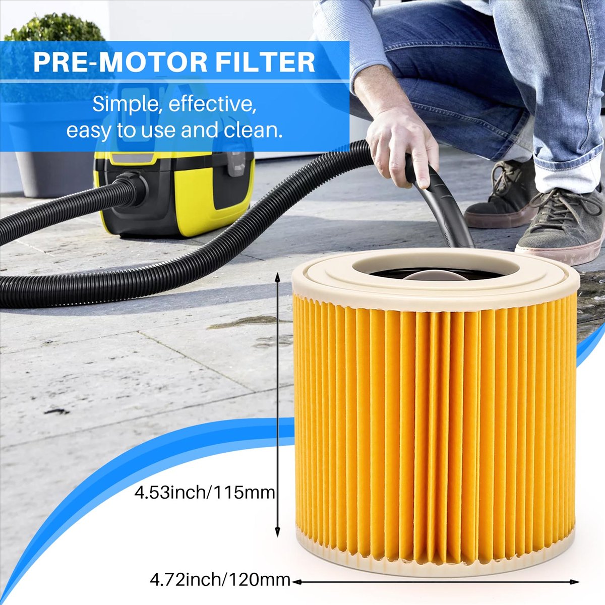 P & C Home Textiles Usa - YDSC 2 ชิ้นตลับกรองสำหรับคาร์เชอร์เครื่องดูดฝุ่น WD3 พรีเมี่ยม WD2