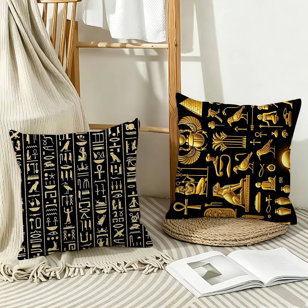 Home Textiles Egypt - COOL A-โบราณอียิปต์ลายอักษรอียิปต์โบราณปลอกหมอนพิมพ์ลายปลอกหมอนสำหรับห้องนั่งเล่นโซฟาปลอกหมอนอิง