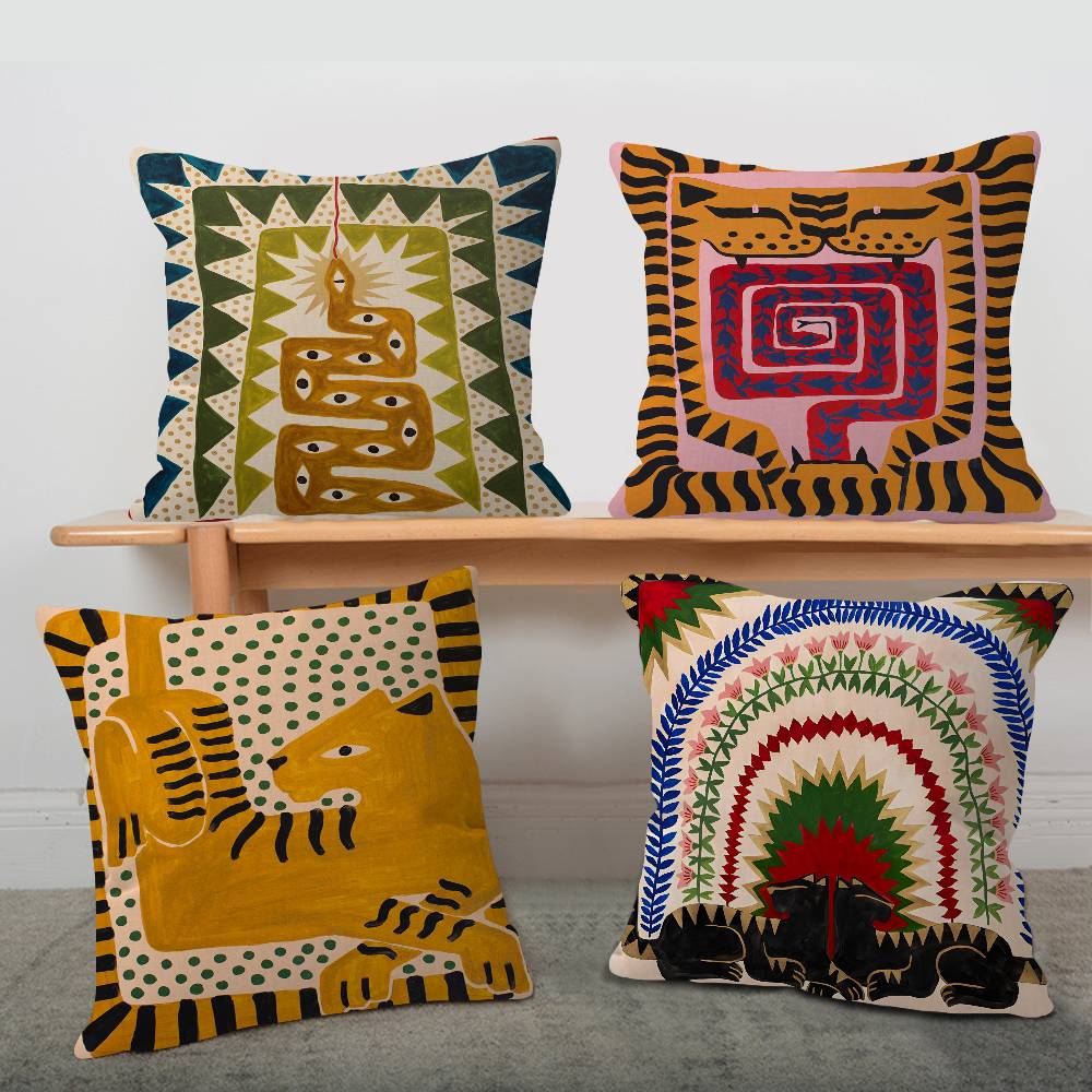 Home Textiles Egypt - อียิปต์โบราณ ลายเสือดาวหลากสีสัน ปลอกหมอนอิง ปลอกหมอนสำหรับโซฟา รถยนต์ ของขวัญคริสต์มาส