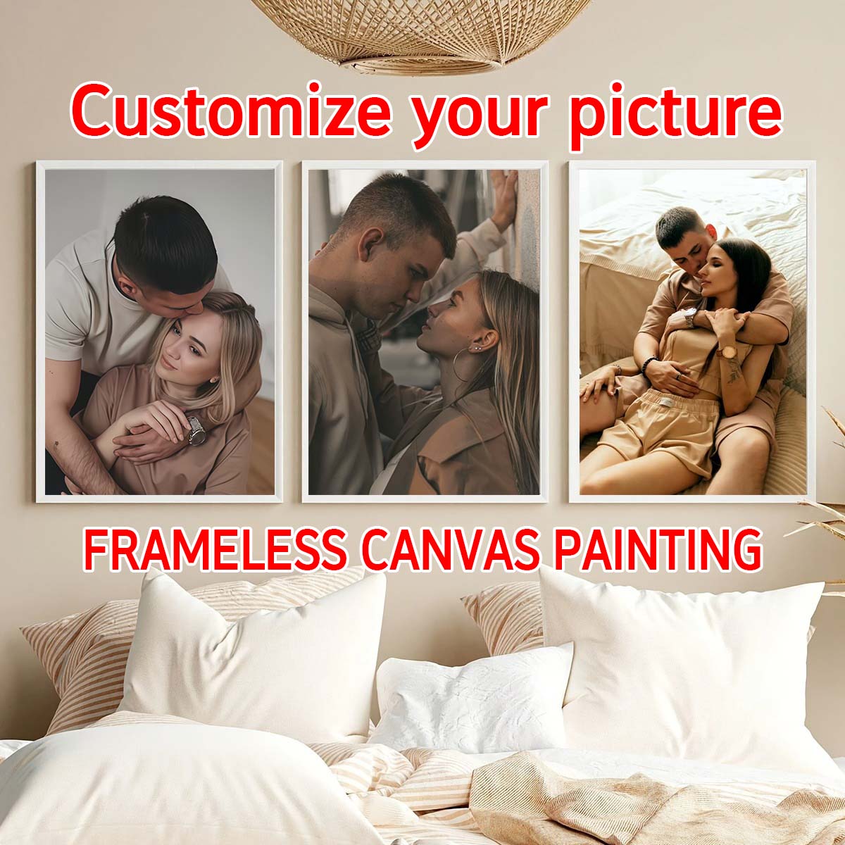 Textiles For Home - ภาพวาดสีน้ำมันแบบสามชิ้น - กรอบรูปไม้แบบกำหนดเอง 2 มิติ หรือโปสเตอร์ผ้าใบแบบไม่มีกรอบ