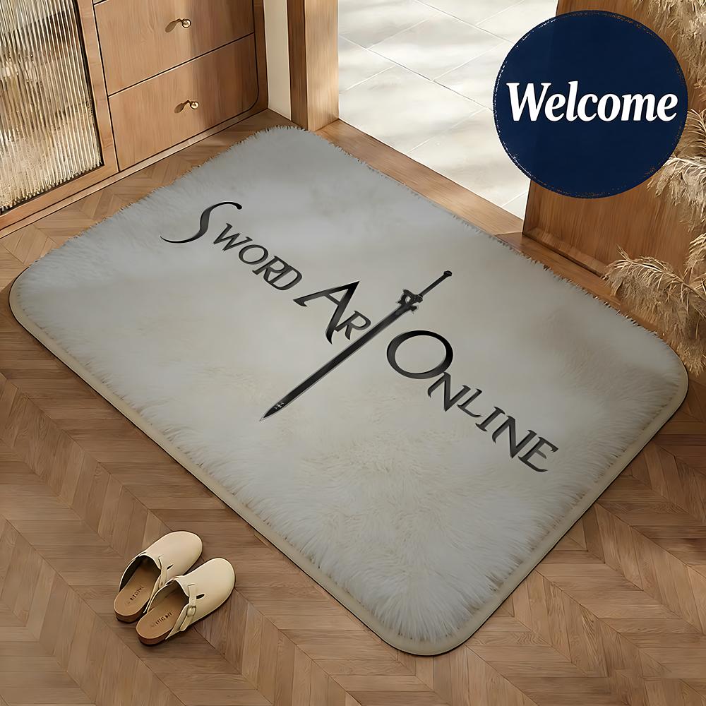Home Textiles Online - พรมปูพื้นผ้าสักหลาดนุ่มลายอนิเมะ Sword Art Online พรมกันลื่นดูดซับน้ำได้ ใช้ปูหน้าประตู