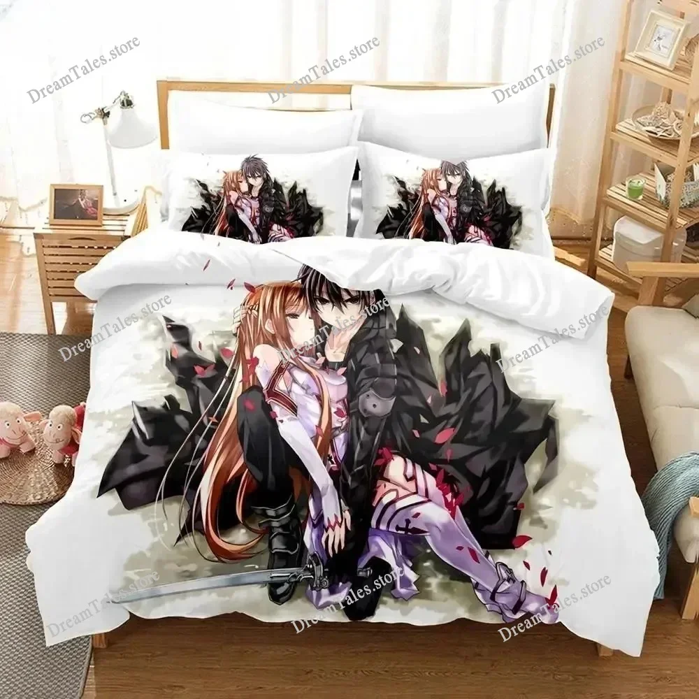 Home Textiles Online - อะนิเมะซอว์ดอาร์ตออนไลน์ชุดเครื่องนอน ผ้าปูที่นอน ปลอกหมอน 3D ผ้าปูที่นอน ปลอกผ้านวม