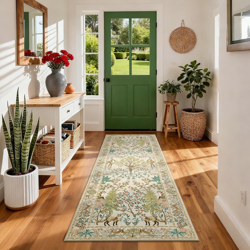 Home Textiles Online - พรมปูพื้นลายสัตว์ป่าสไตล์วินเทจ พับเก็บได้ ซักล้างได้ ใช้ปูใต้โซฟา โต๊ะกาแฟ ป้องกันการลื่น