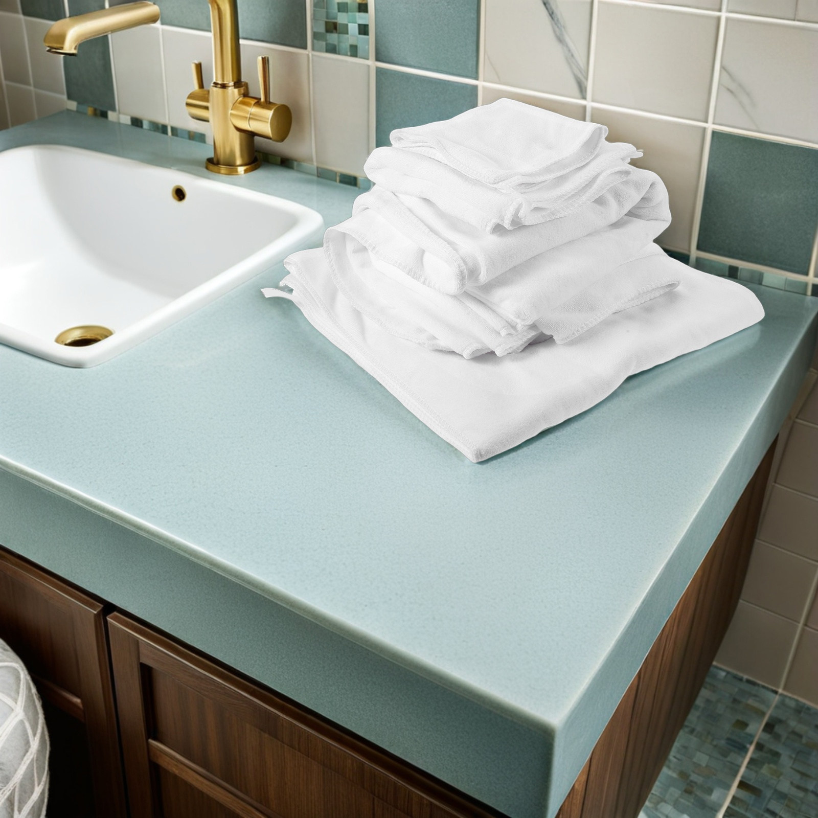 Home Textiles Towel Set - ชุดผ้าขนหนูอาบน้ำผ้าฝ้าย 4 ชิ้น สีขาว นุ่ม ซึมซับดี