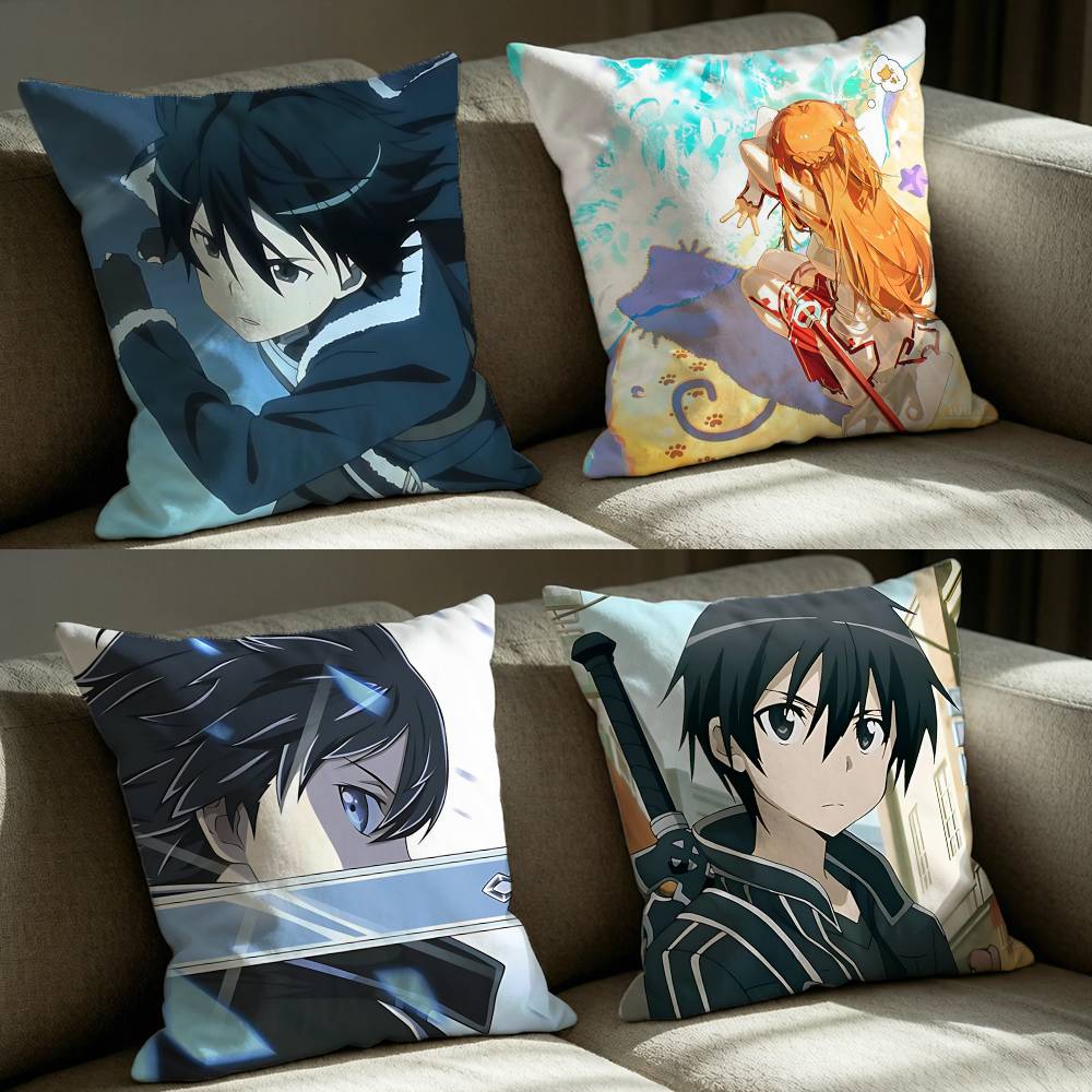 Home Textiles Online - ปลอกหมอนอิงลายคิริโตะจากอนิเมะ Sword Art Online สีพื้น สำหรับตกแต่งห้องนั่งเล่น
