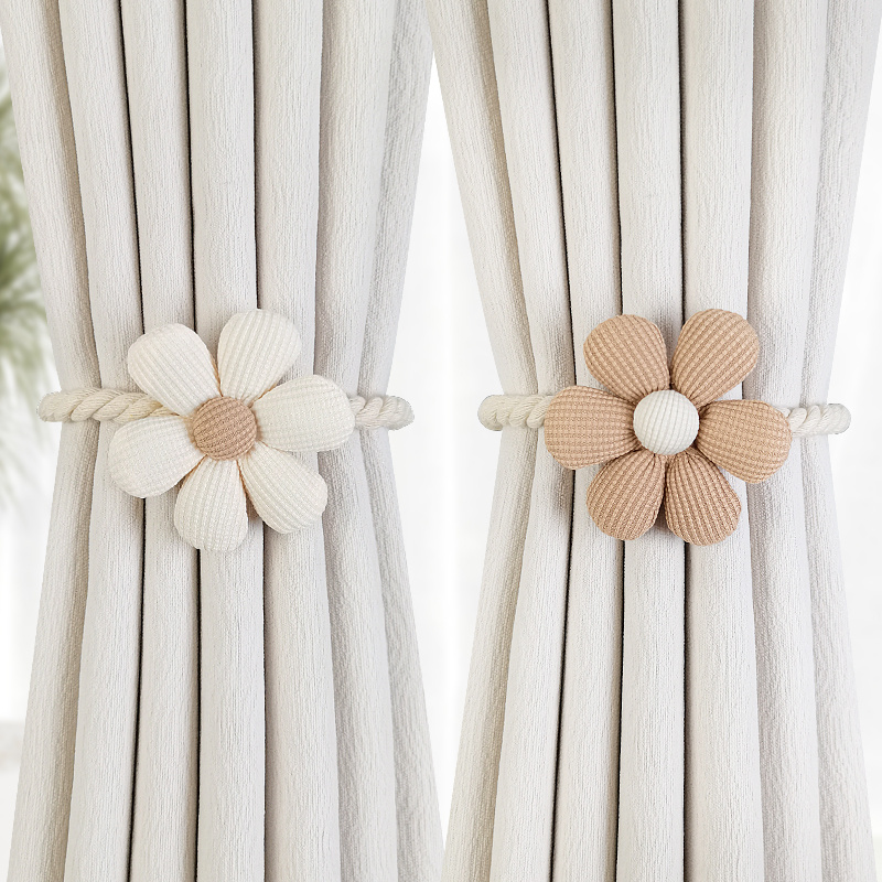 Xt Home Textiles - ที่รัดม่านแม่เหล็กลายดอกไม้ 1 ชิ้น สำหรับตกแต่งหน้าต่าง ประตูห้องนอน ห้องนั่งเล่น