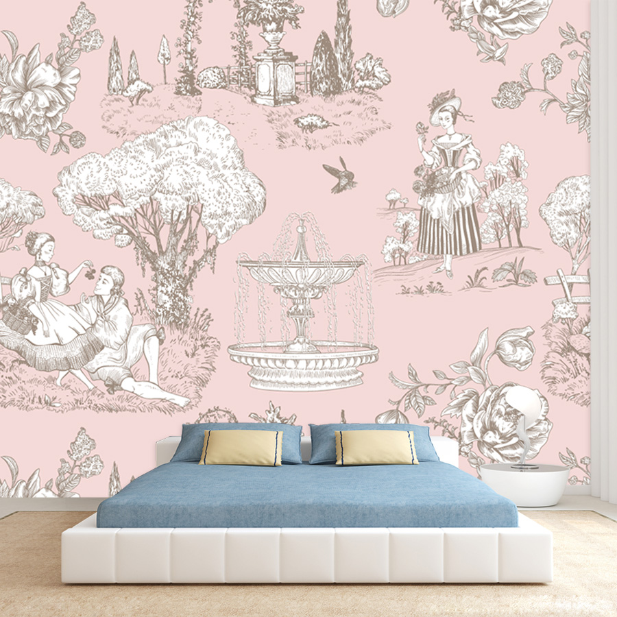 Home Textiles Photos - วอลเปเปอร์ติดผนังลายภาพถ่ายสำหรับห้องนั่งเล่น ลายฝรั่งเศสโพรวองซ์ สำหรับตกแต่งบ้าน แผ่นตกแต่งผนัง รีโนเวชั่น ภาพจิตรกรรมฝาผนัง