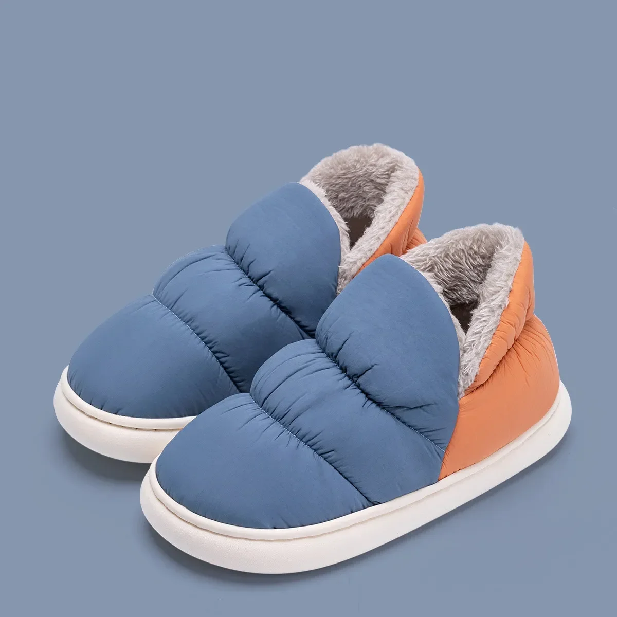 Textiles For Home - ผู้หญิงผู้ชายรองเท้าแตะฤดูหนาวลงผ้ากันน้ําในร่มกลางแจ้ง WARM Plush รองเท้าลื่นหนานุ่มสบายคู่แฟลต