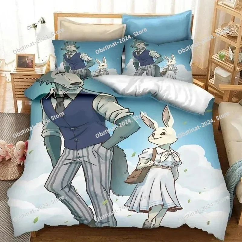 Home Textiles Super Soft - ชุดเครื่องนอนลายอนิเมะ BEASTARS พร้อมปลอกหมอน ผ้าห่มนวม ผ้านุ่ม ขนาดเดี่ยว