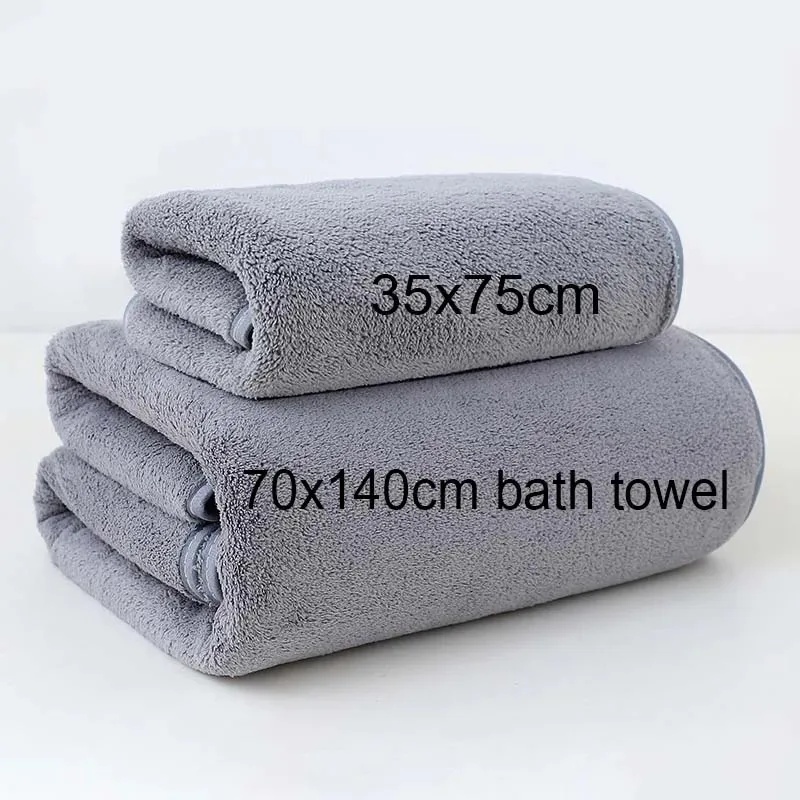 Home Textiles Towel Set - ชุดผ้าขนหนูคอรัลฟลีซสีพิงค์เกรย์ หนานุ่ม ซึมซับน้ำได้ดี สำหรับใช้ในบ้าน ยิม ล้างหน้า