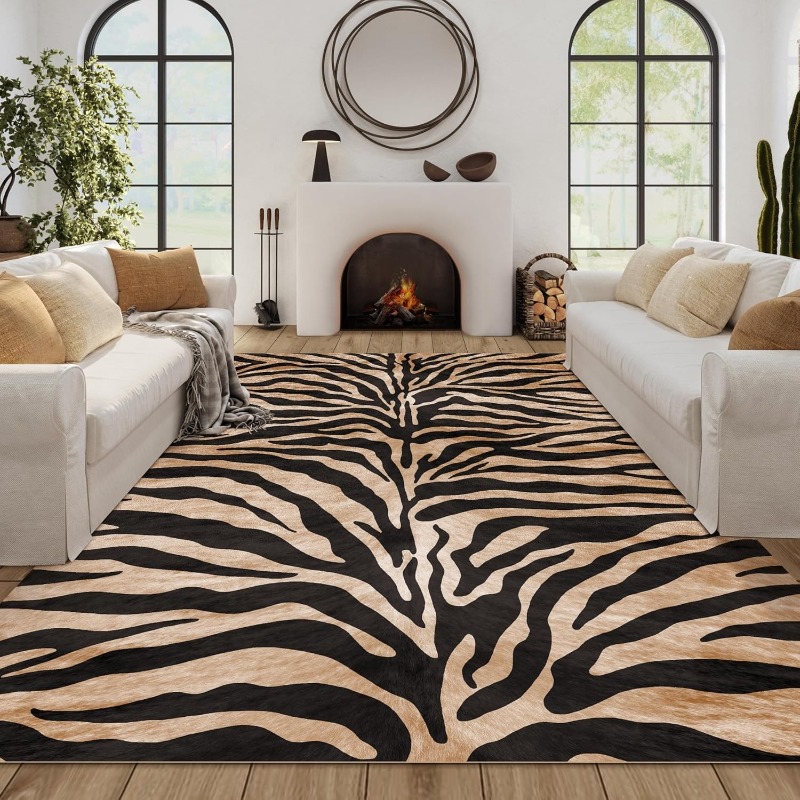 Home Textiles Online - พรมลายเสือดาว พรมห้องนั่งเล่น พับได้ ซักด้วยเครื่องได้ พรมปูพื้นกันลื่นสำหรับโต๊ะกาแฟ พรมข้างเตียงนุ่มๆในห้องนอน
