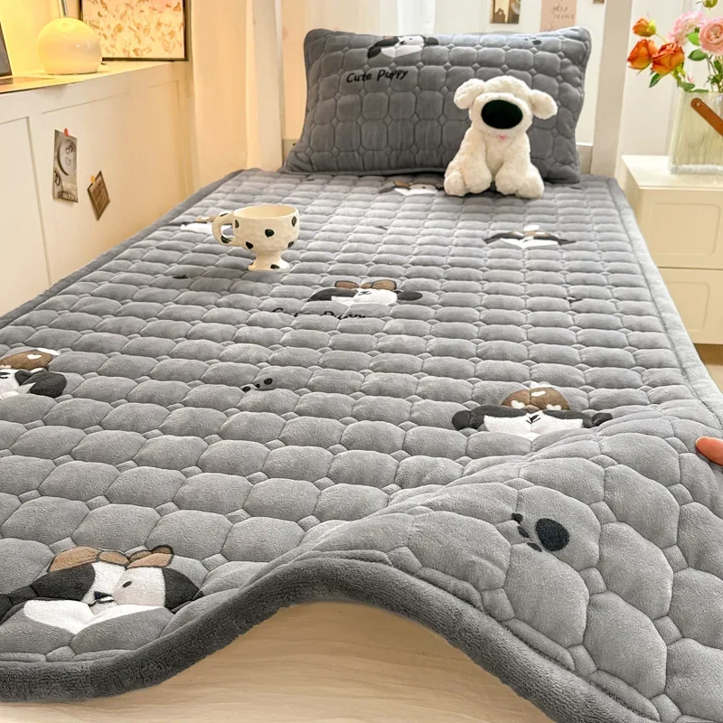 Home Textiles Super Soft - ที่นอนพิมพ์ลายการ์ตูน อุ่นสบาย นุ่มมาก ผ้ากำมะหยี่นม ป้องกันที่นอนแบบเดี่ยว หนานุ่ม