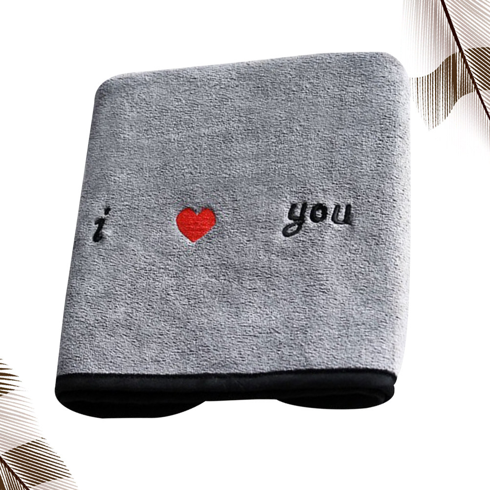 Home Textiles Towel Set - ผ้าขนหนูใยนุ่มลายหัวใจสีเทาเข้ม ดูดซับน้ำได้ดี แห้งเร็ว ใช้งานสะดวก เหมาะสำหรับชายหญิง ใช้ในบ้าน