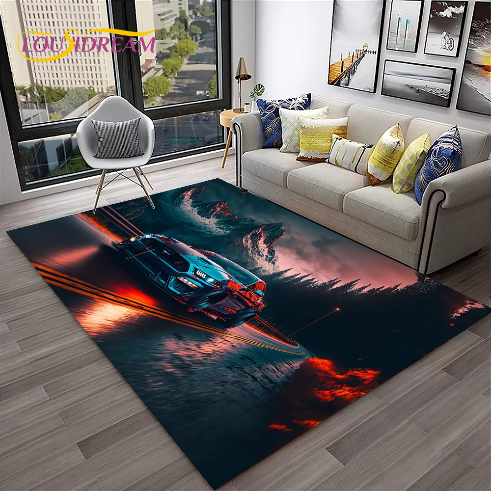 Home Textiles Online - พรมปูพื้นลายรถฟอร์ด GTR มัสแตง คลาสสิค สำหรับตกแต่งบ้าน ห้องนั่งเล่น