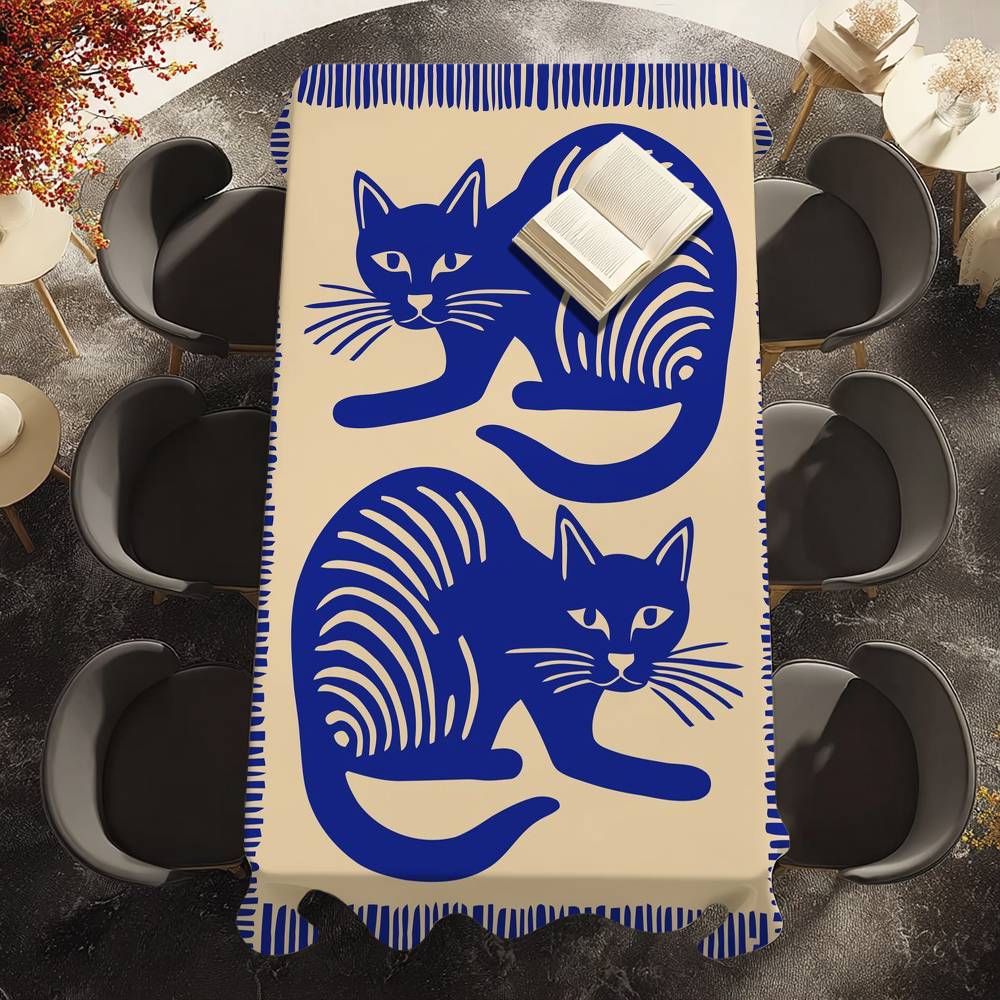 Home Textiles Egypt - ผ้าปูโต๊ะลายเสือดาวอียิปต์โบราณ สำหรับปิกนิก ระเบียง ร้านอาหาร งานปาร์ตี้วันหยุด ผ้าปูโต๊ะโพลีเอสเตอร์กันคราบซักได้