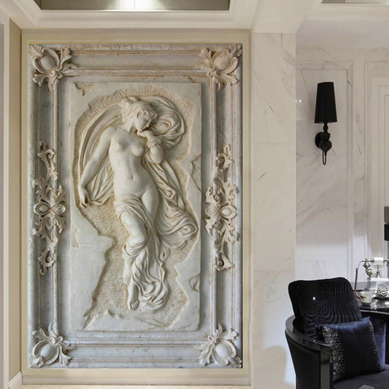 Home Textiles Photos - วอลล์เปเปอร์ที่กําหนดเองยุโรปสไตล์รูปปั้น 3D นูนภาพจิตรกรรมฝาผนังโรงแรมห้องนั่งเล่นฉากหลังภาพจิตรกรรมฝาผนัง Wall Papers 3D