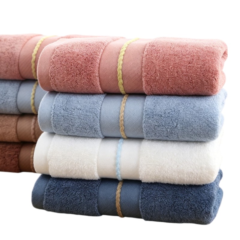 Home Textiles Face Towel - ชุดผ้าขนหนูห้องน้ำจากไม้ไผ่ - ผ้าขนหนูปักลายเนื้อนุ่ม 34x74 ซม./70x140 ซม.