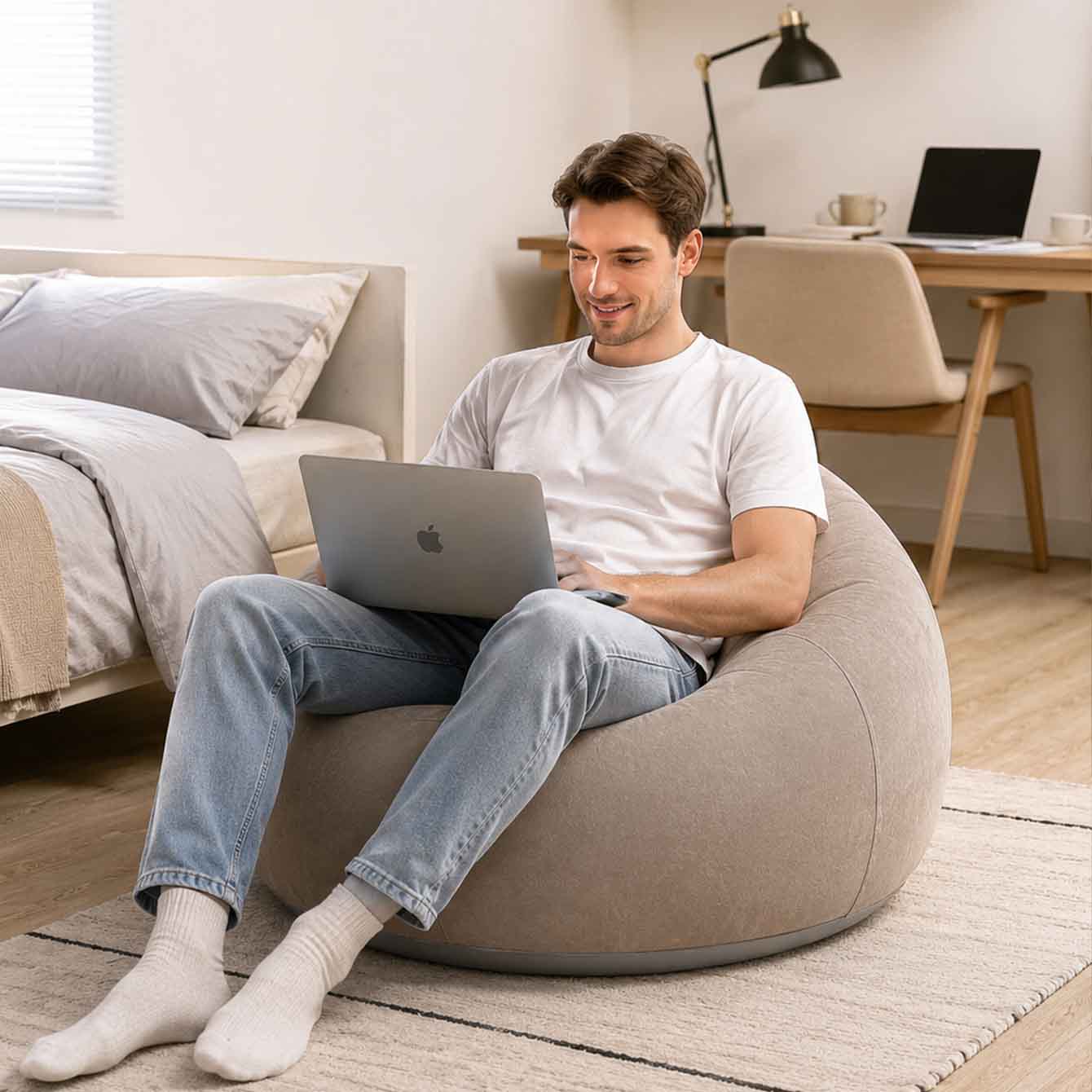 เก้าอี้บีนแบ็กเป่าลม 1 ชิ้น สำ - Floor Cushion Pouf บทวิจารณ์และราคา