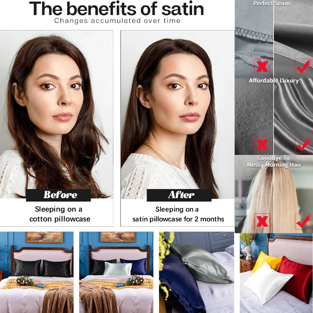 ปลอกหมอนซาติน 2 แพ็คสําหรับผมแ - Home Textiles Super Soft บทวิจารณ์และราคา