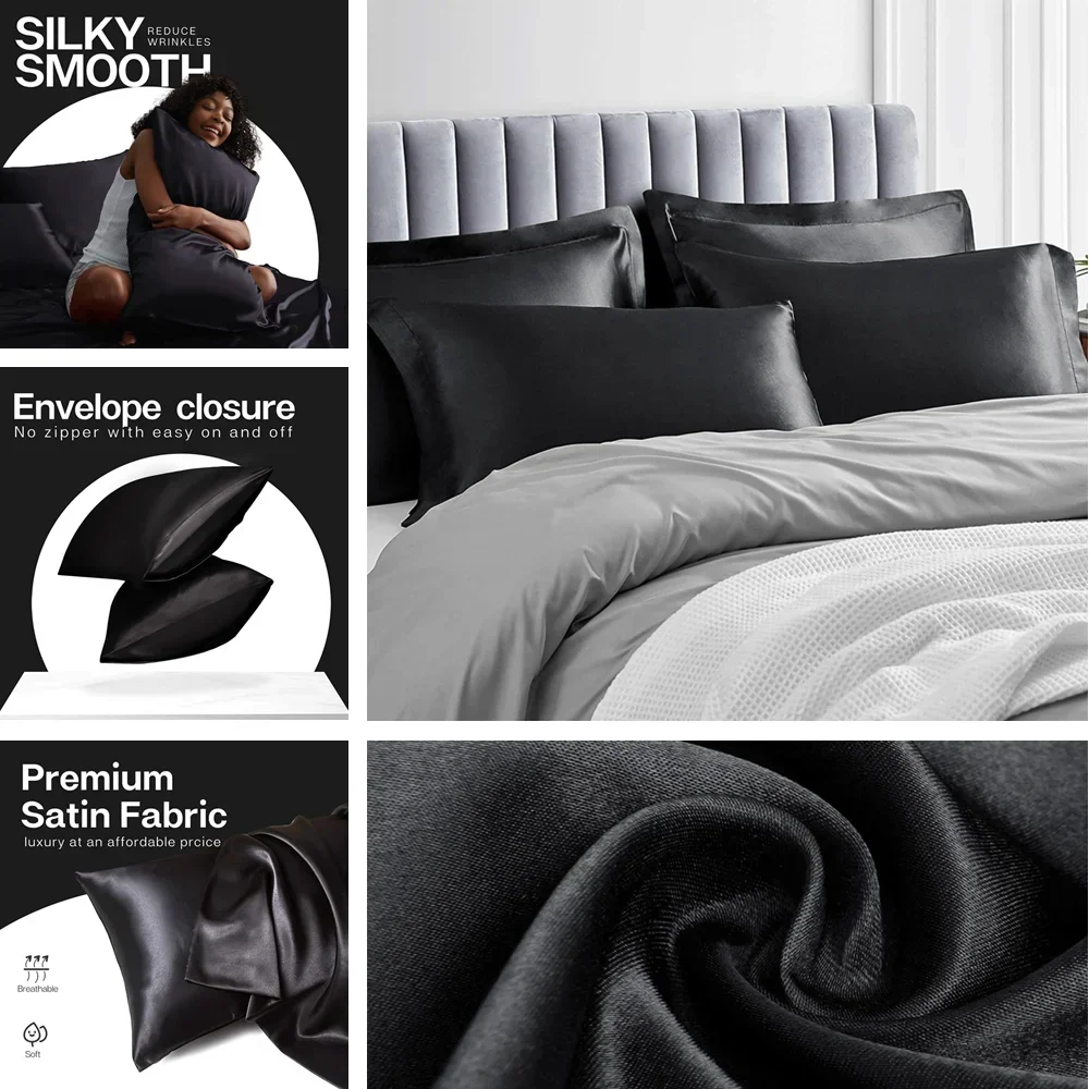 ปลอกหมอนซาติน 2 แพ็คสําหรับผมแ - Home Textiles Super Soft บทวิจารณ์และราคา
