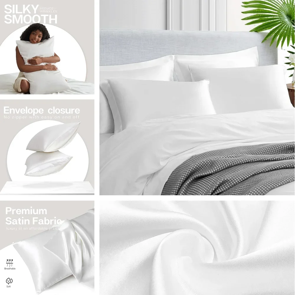 ปลอกหมอนซาติน 2 แพ็คสําหรับผมแ - Home Textiles Super Soft บทวิจารณ์และราคา