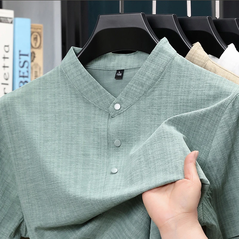 เสื้อเชิ้ตผู้ชายคอปกตั้ง ติดกร - Textiles For Home บทวิจารณ์และราคา