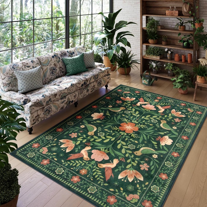 พรมลายดอกไม้สไตล์วินเทจสำหรับห - Home Textiles Online บทวิจารณ์และราคา