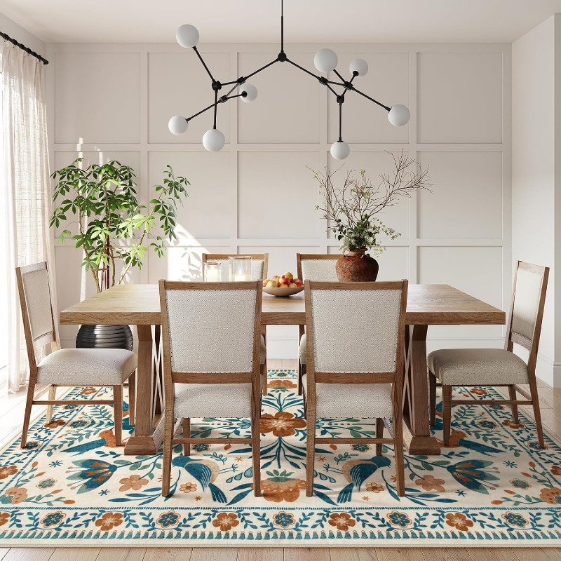 พรมลายดอกไม้สไตล์วินเทจสำหรับห - Home Textiles Online บทวิจารณ์และราคา