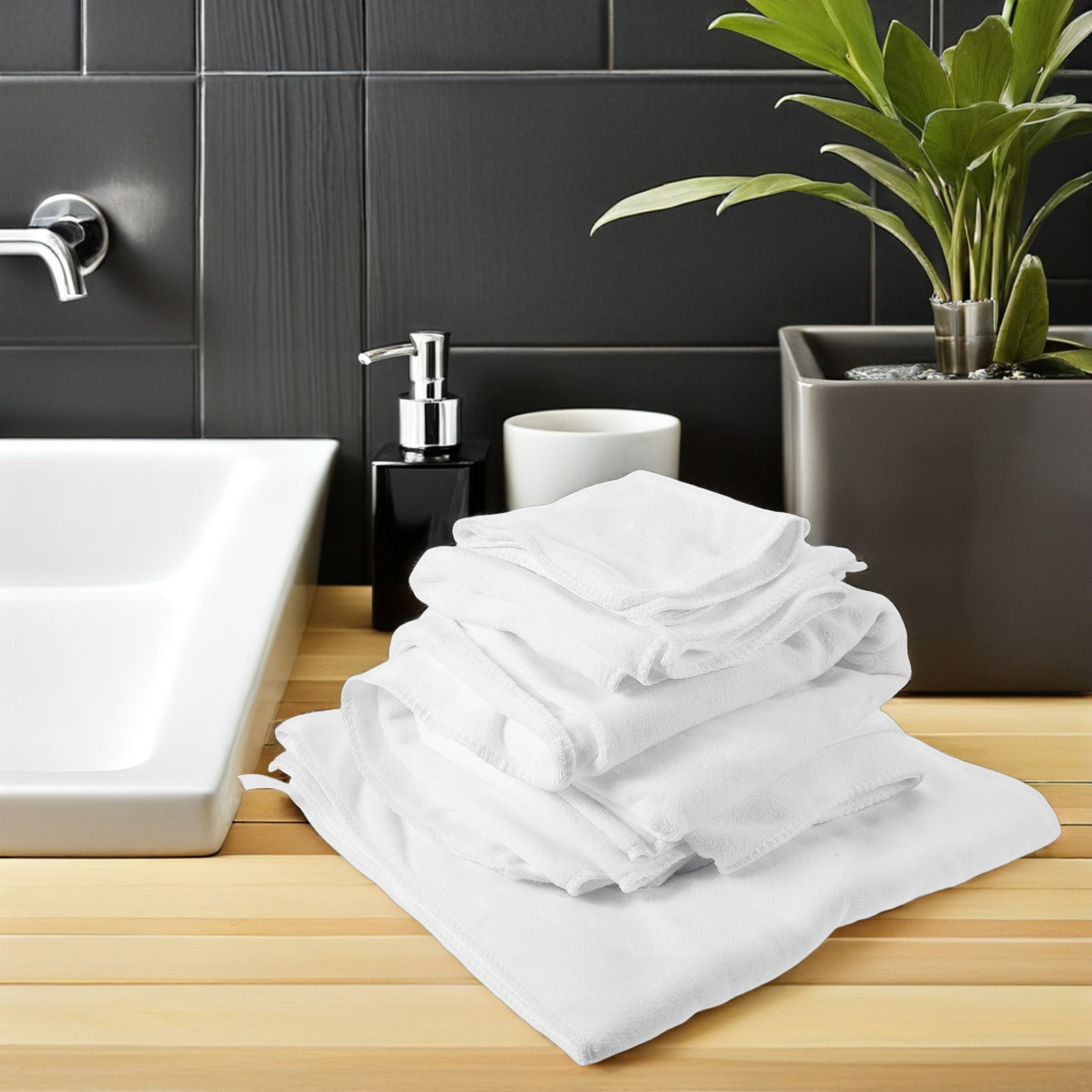 ชุดผ้าขนหนูอาบน้ำผ้าฝ้าย 4 ชิ้ - Home Textiles Towel Set บทวิจารณ์และราคา