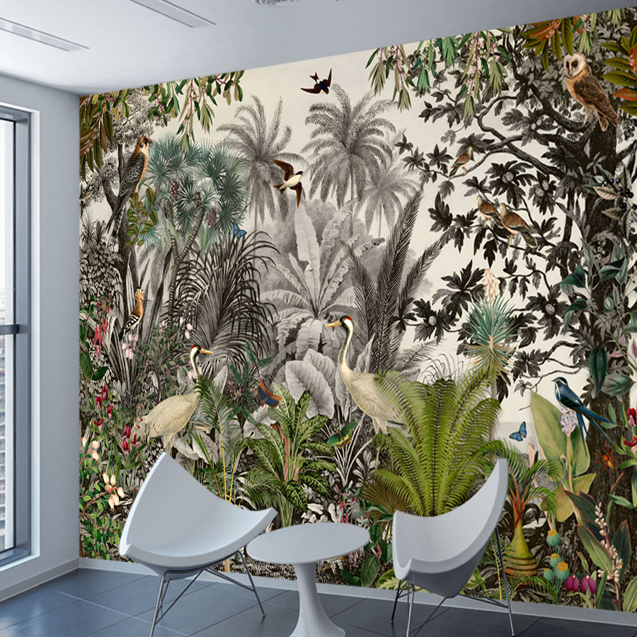 วอลเปเปอร์ติดผนังลายภาพป่าไม้แ - Home Textiles Photos บทวิจารณ์และราคา