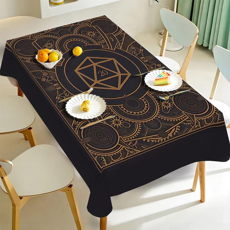 ผ้าปูโต๊ะลายเกียร์สีดำสีทองสไต - Textiles For Home บทวิจารณ์และราคา