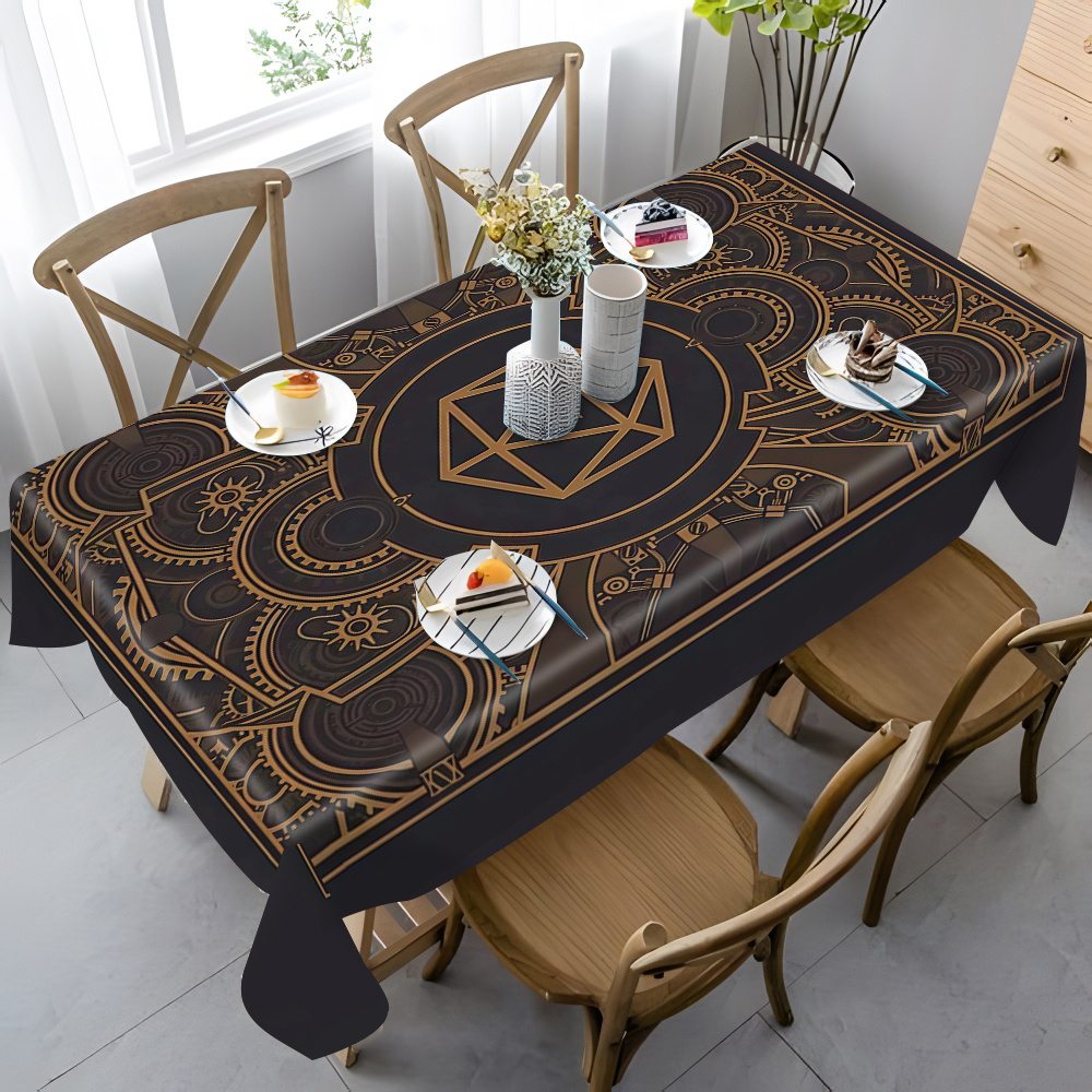 ผ้าปูโต๊ะลายเกียร์สีดำสีทองสไต - Textiles For Home บทวิจารณ์และราคา