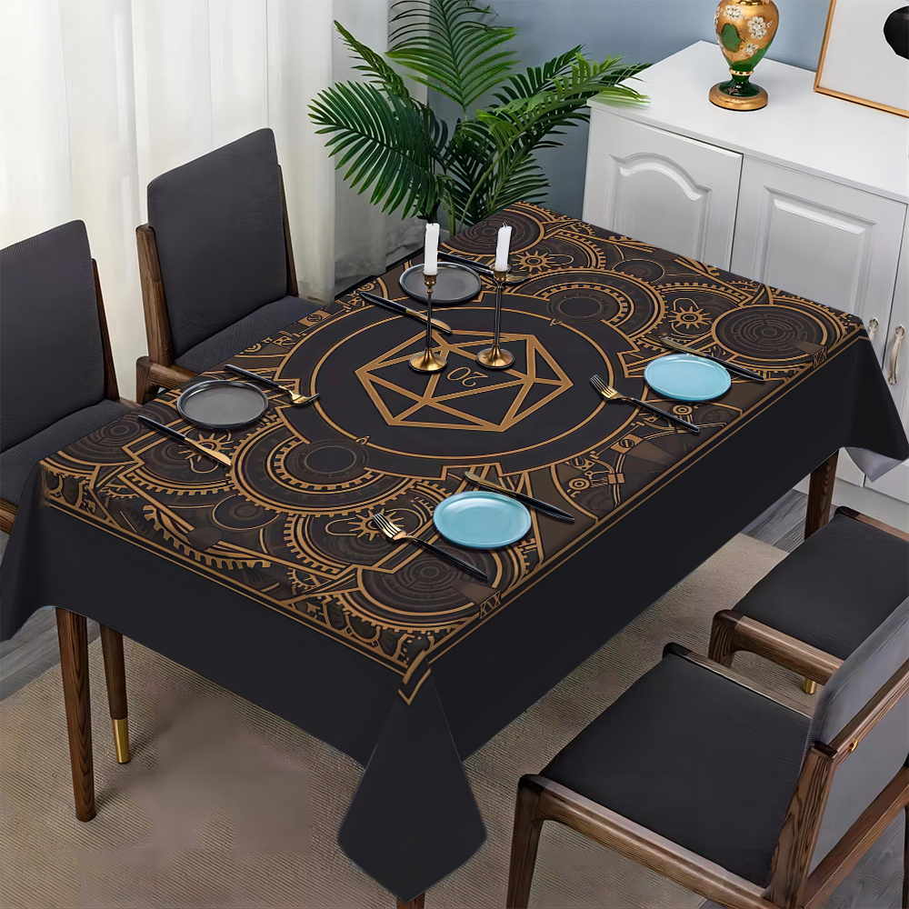 ผ้าปูโต๊ะลายเกียร์สีดำสีทองสไต - Textiles For Home บทวิจารณ์และราคา