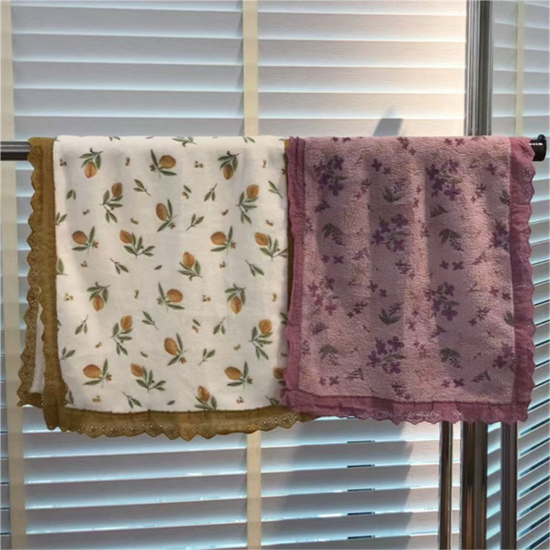 ผ้าขนหนูสไตล์คู่รักพร้อมลูกไม้ - Home Textiles Towel Set บทวิจารณ์และราคา