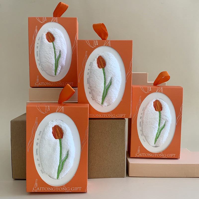 ผ้าเช็ดมือปักลายดอกทิวลิป รูปท - Home Textiles Towel Set บทวิจารณ์และราคา