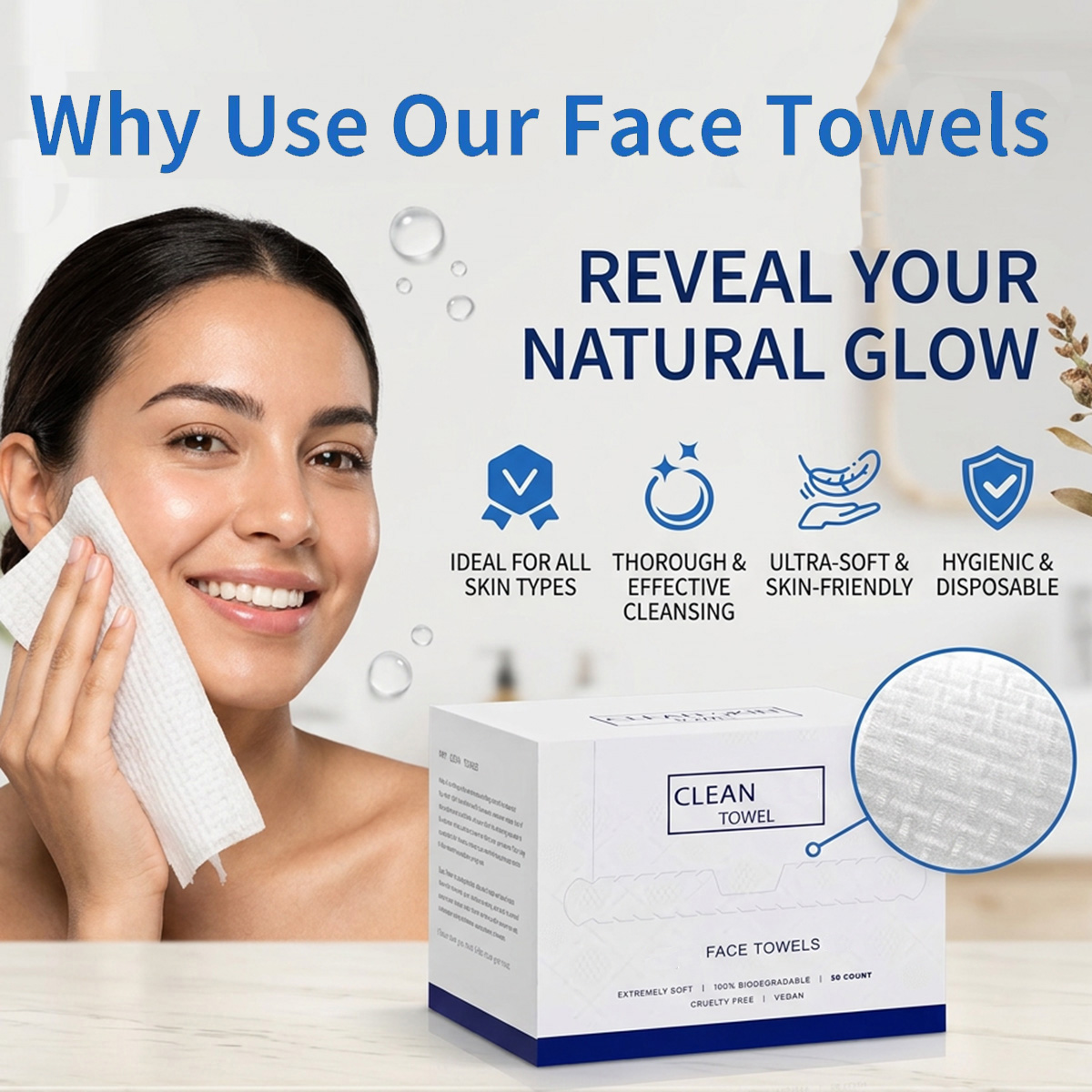 ผ้าเช็ดหน้าแบบใช้แล้วทิ้ง 50 ช - Home Textiles Face Towel บทวิจารณ์และราคา
