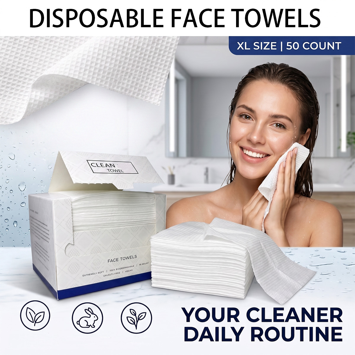 ผ้าเช็ดหน้าแบบใช้แล้วทิ้ง 50 ช - Home Textiles Face Towel บทวิจารณ์และราคา