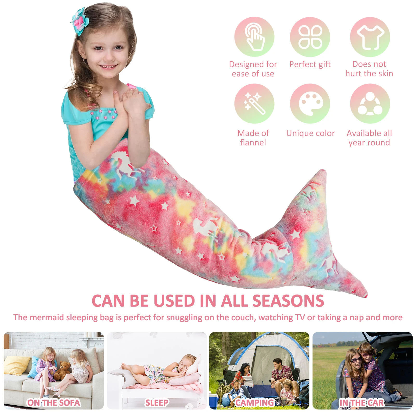 ถุงนอนผ้าฟลานเนลรูปนางเงือก ผ้ - Home Textiles Super Soft บทวิจารณ์และราคา